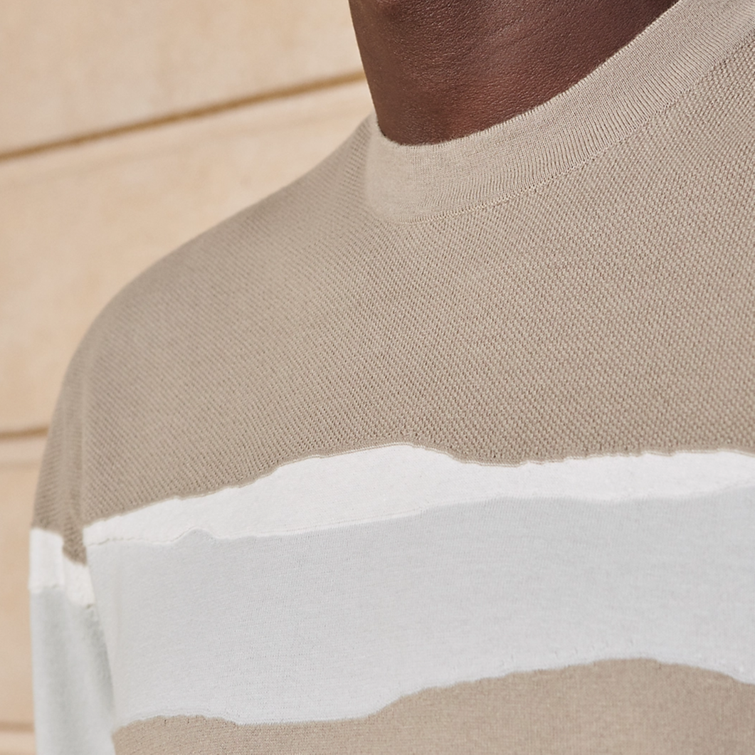 HERMES  Colorblock Striped Crewneck T-Shirt Sand Yellow SS24. H457235HA1W 圖 4