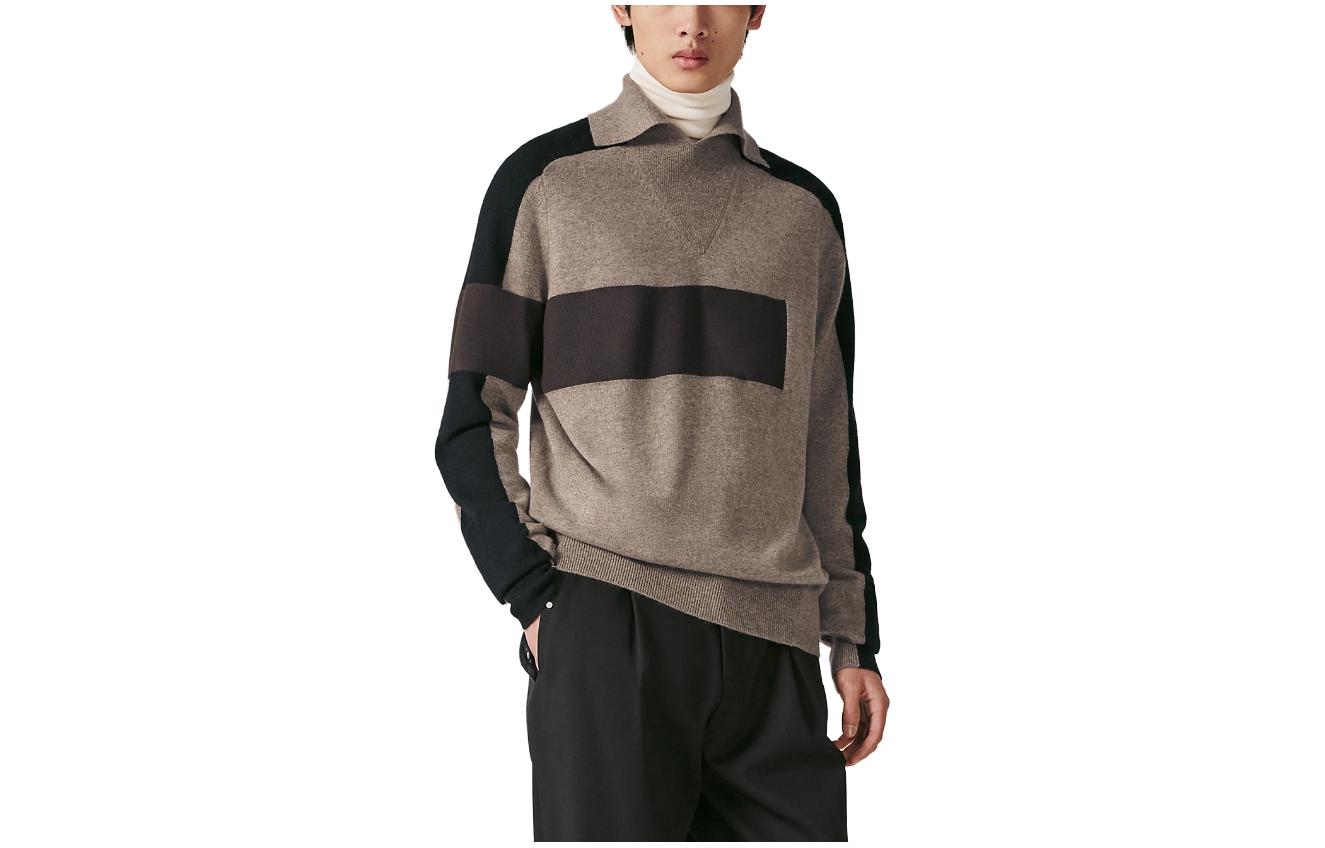 HERMES  Colorblock Striped Long-Sleeve Polo Sweater Vibrant. H367225HA3X