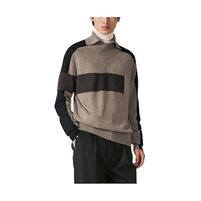 HERMES Colorblock Striped Long-Sleeve Polo Sweater Vibrant. H367225HA3X