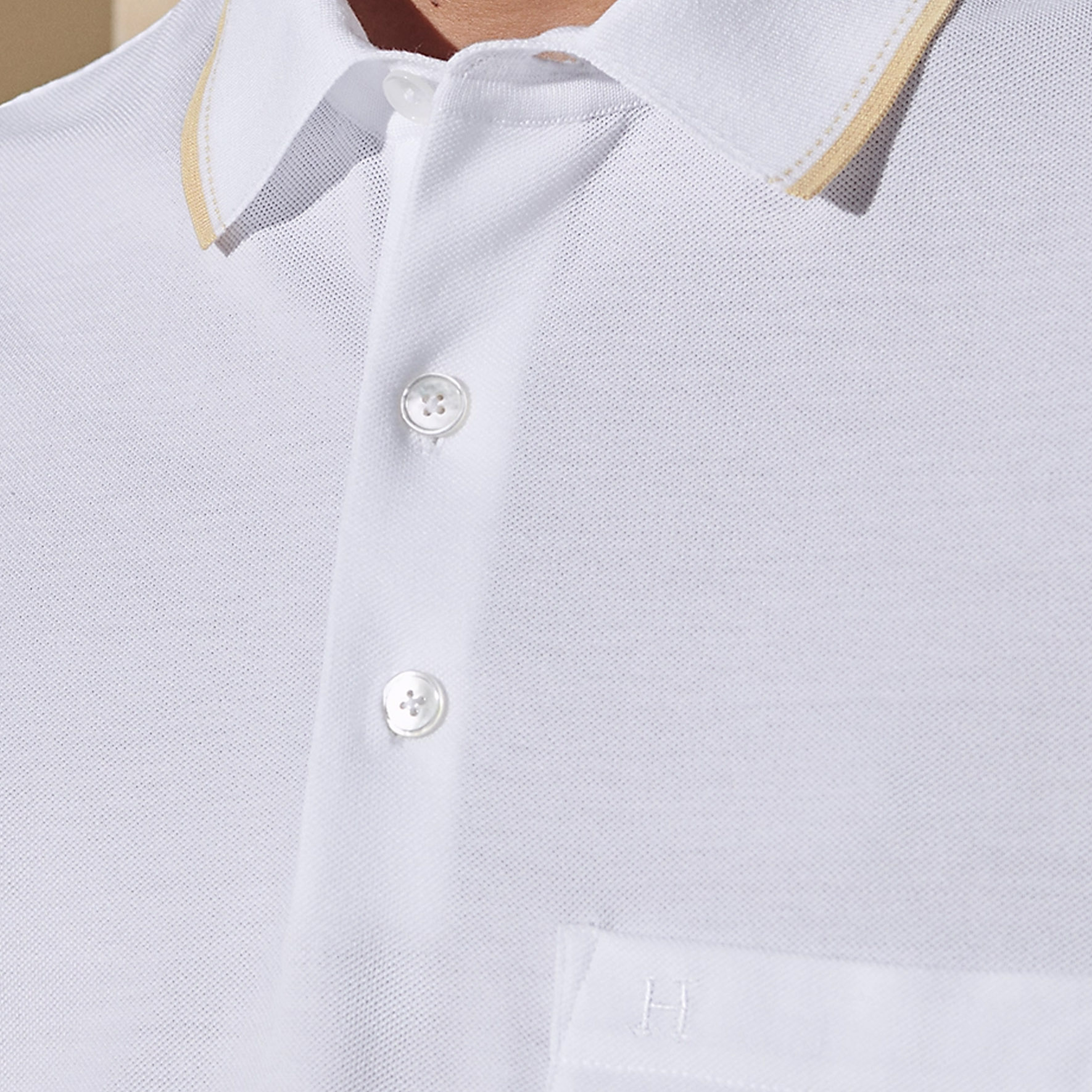 Details for 爱马仕白色撞色条纹装饰 Polo 衫 H457985HA90