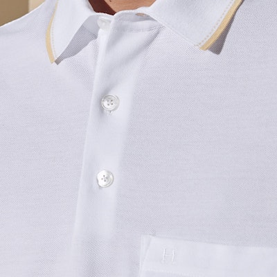 爱马仕白色撞色条纹装饰 Polo 衫 H457985HA90 Details for 爱马仕白色撞色条纹装饰 Polo 衫 H457985HA90