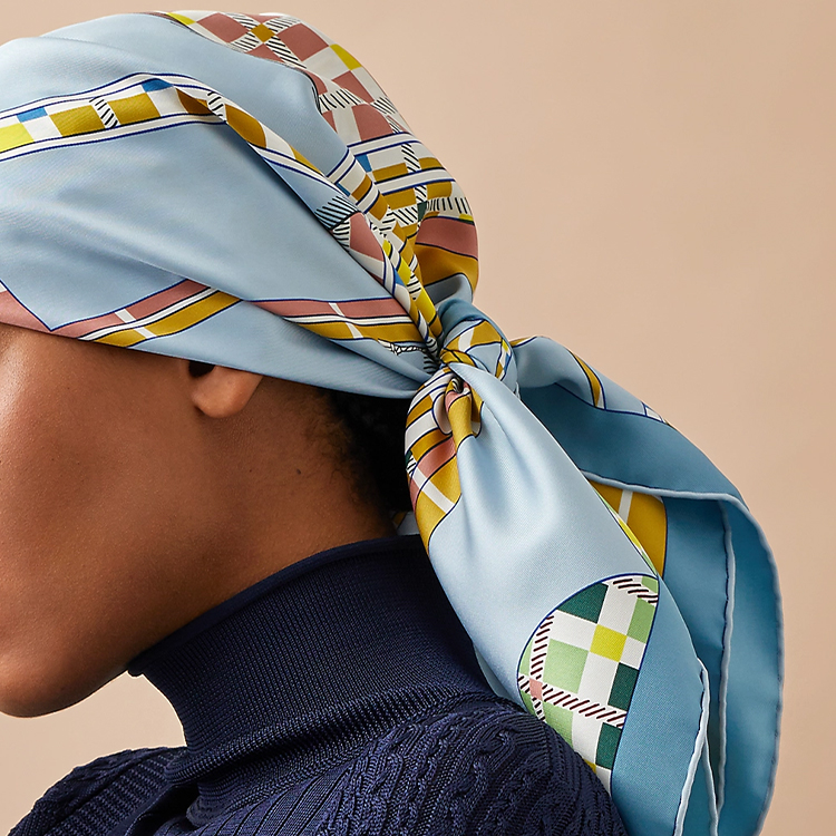 HERMES Écosystème Silk Scarf Blue H003754S-10 圖 3