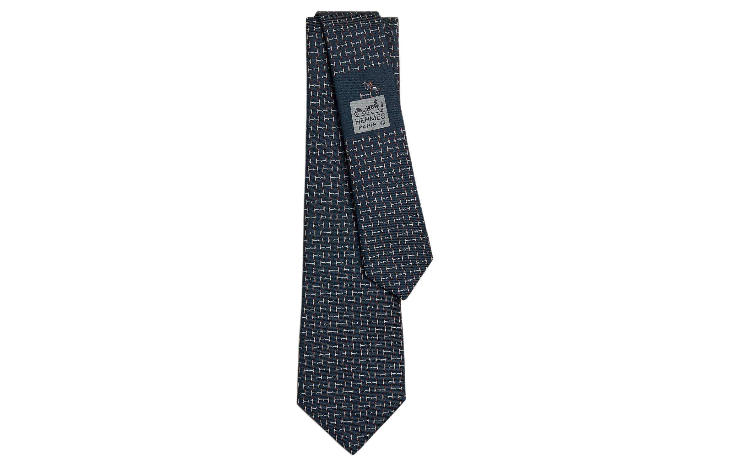 HERMES  Dark Blue Tie with Twill Stitch Design H006331Tv05