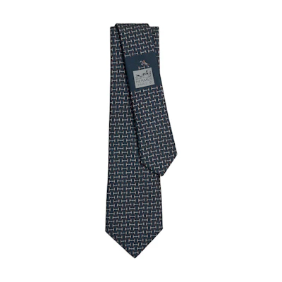 HERMES Dark Blue Tie with Twill Stitch Design H006331Tv05