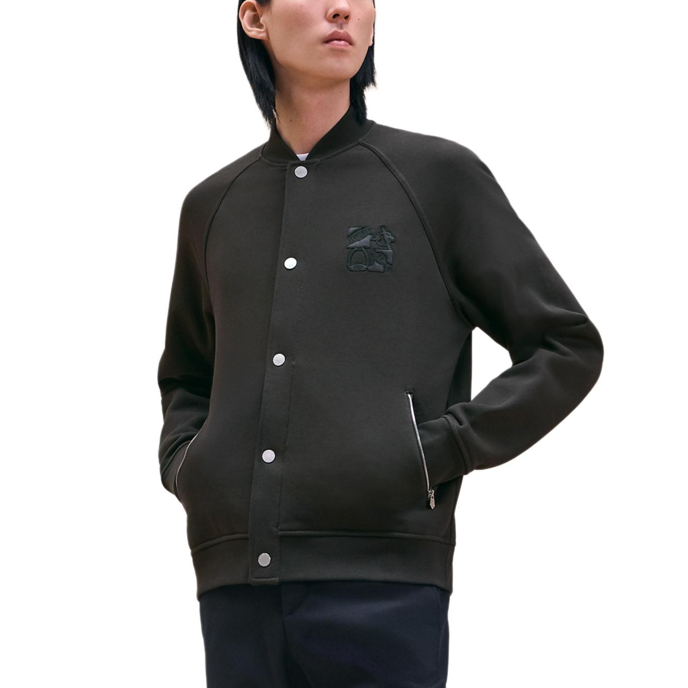 Order HERMES  Dark Grey Logo Patch Long Sleeve Jacket H467830HA11