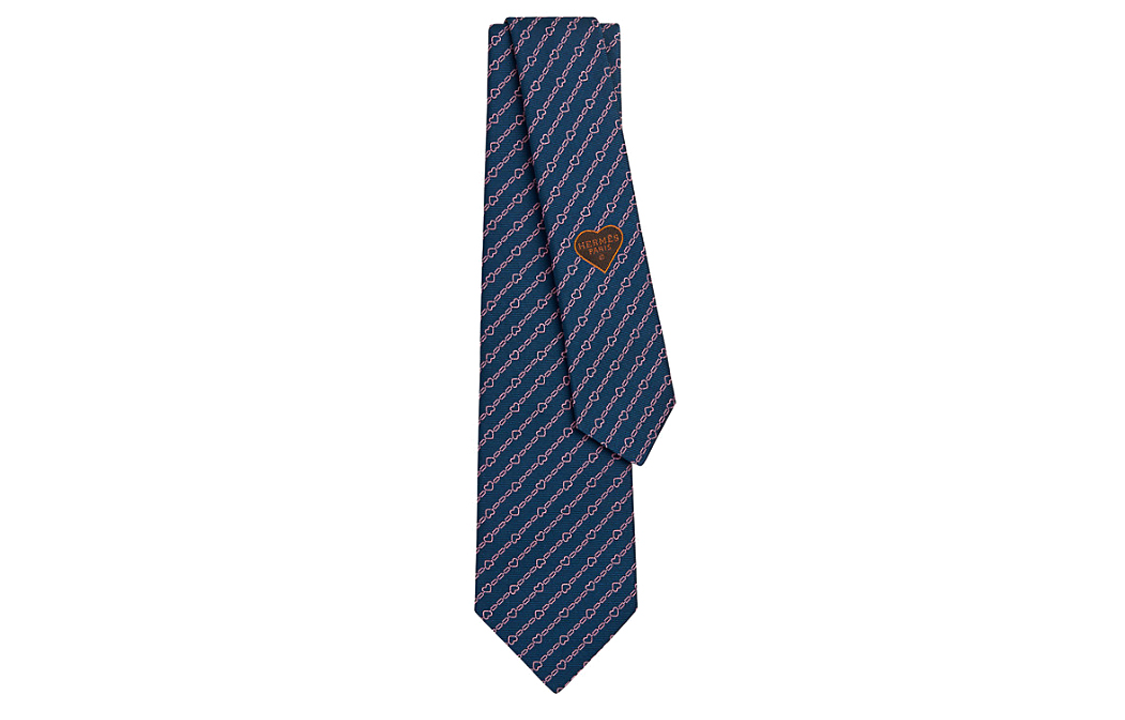 HERMES  Deep Blue Tie with Heart Print Design H339360Tv08 圖 2