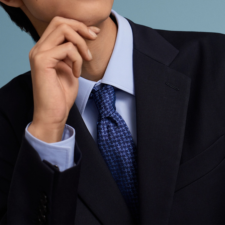 Lookbook HERMES  Designer Silk Tie - Stylish Jacquard Woven Pattern. H339338T-01