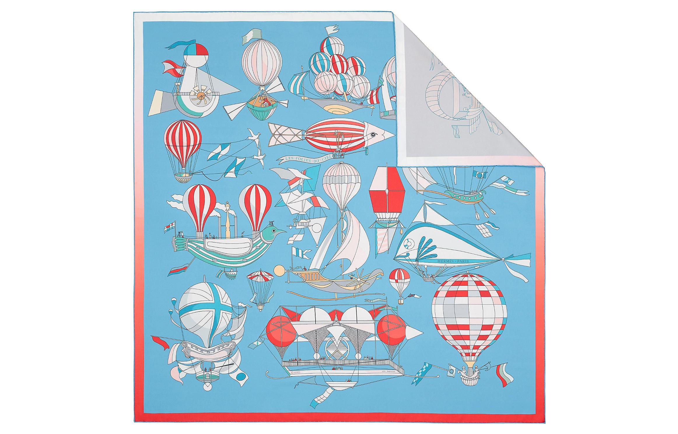 HERMES "Dream to Soar" Double-Sided Scarf Blue/Red/Rose Pink H901722S-09 圖 3
