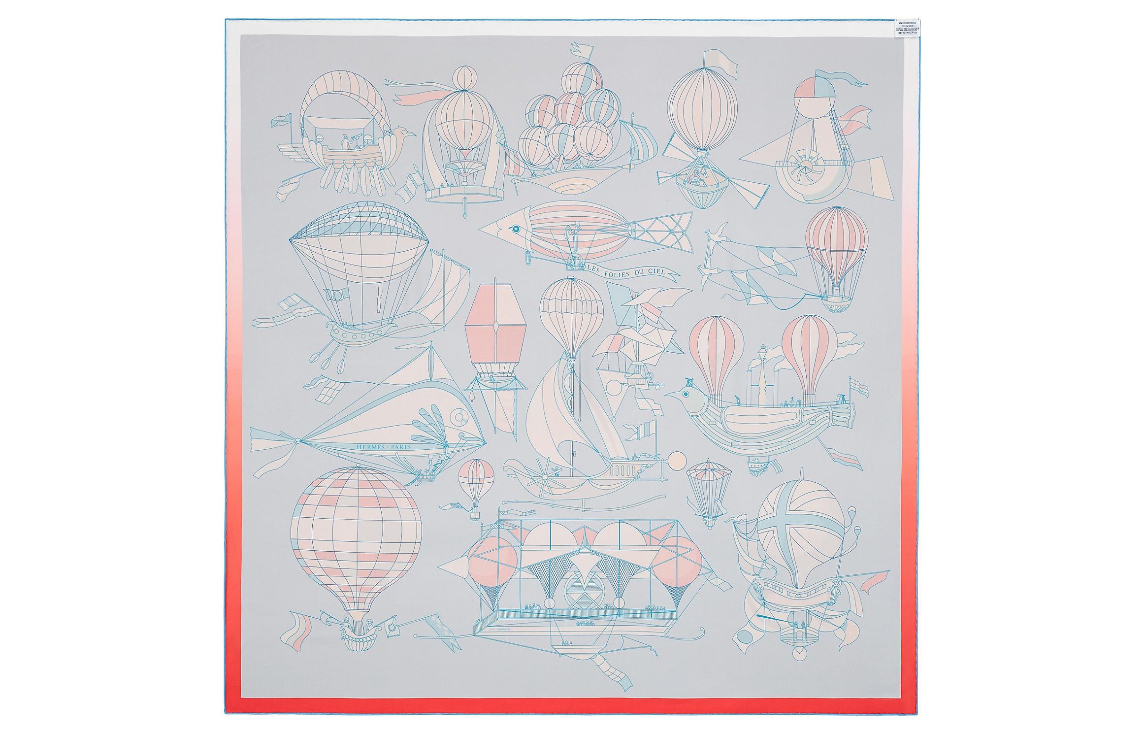 HERMES "Dream to Soar" Double-Sided Scarf Blue/Red/Rose Pink H901722S-09 圖 4