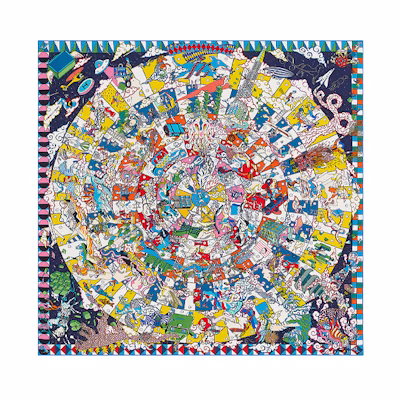 HERMES "epic" 140cm Scarf Shawl Blue Yellow/Multicolor H243691S-12