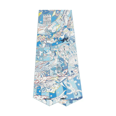 HERMES 'Epic' Silk Scarf Blue/White/Deep Pink. H103691S-02