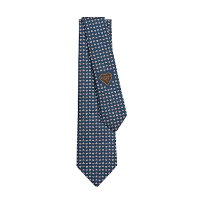HERMES Floral Heart Tie Dark Blue H339366Tv02