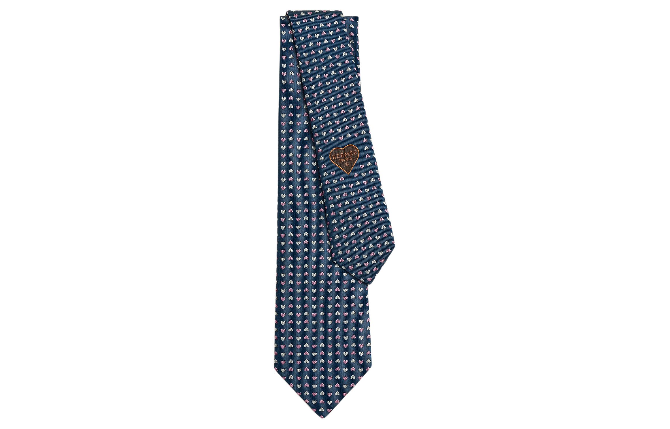 Order HERMES  Floral Heart Tie Dark Blue H339366Tv02