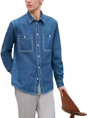 HERMES FW24 修身長袖襯衫 洗滌靛藍色。 H466260H950 Buy HERMES FW24 修身長袖襯衫 洗滌靛藍色。 H466260H950