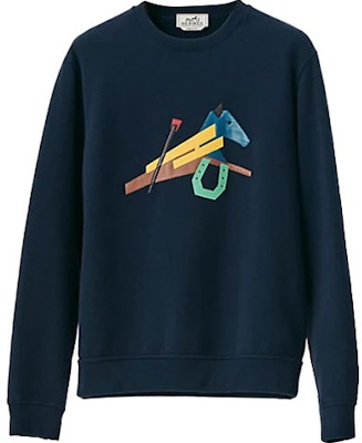 エルメス 幾何学模様 クルーネック 長袖 スウェットシャツ ネイビーブルー H257720HAMU Order エルメス 幾何学模様 クルーネック 長袖 スウェットシャツ ネイビーブルー H257720HAMU