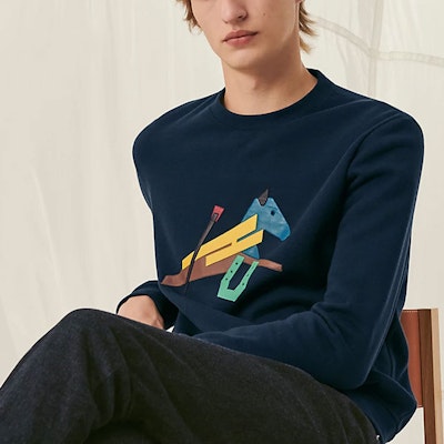 エルメス 幾何学模様 クルーネック 長袖 スウェットシャツ ネイビーブルー H257720HAMU Shop エルメス 幾何学模様 クルーネック 長袖 スウェットシャツ ネイビーブルー H257720HAMU