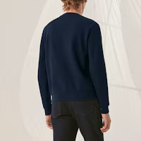 Purchase HERMES Geometric Pattern Crewneck Long Sleeve Sweatshirt Navy Blue H257720HAMU