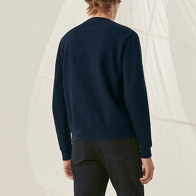 エルメス 幾何学模様 クルーネック 長袖 スウェットシャツ ネイビーブルー H257720HAMU Purchase エルメス 幾何学模様 クルーネック 長袖 スウェットシャツ ネイビーブルー H257720HAMU