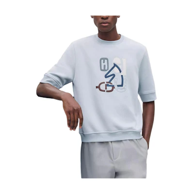 HERMES Glacier Blue Graphic Crewneck T-Shirt H557800HA56