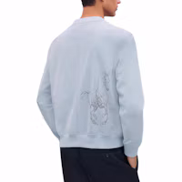 Lookbook HERMES Glacier Blue Logo Print Crewneck Sweatshirt Long Sleeve H553560HF56