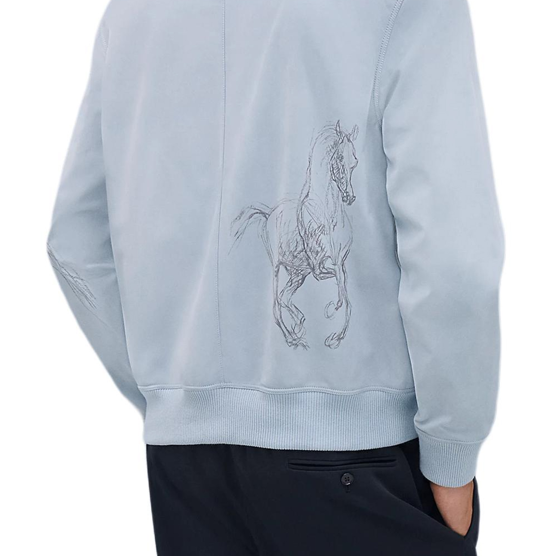 Details for 에르메스 글래시어 블루 로고 프린트 크루넥 긴팔 스웻셔츠 H553560HF56