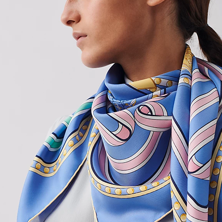 HERMES "Grand Celebration" 90cm Blue Silk Scarf H003778S-13 圖 3