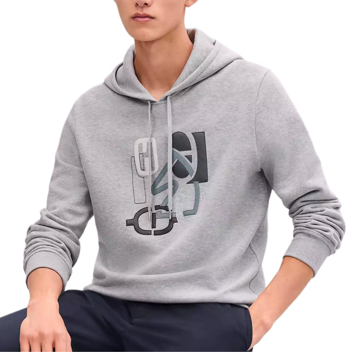 HERMES  Gray Hoodie with H Logo and Drawstring. H557820HA1O