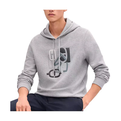 HERMES Gray Hoodie with H Logo and Drawstring. H557820HA1O