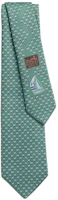 HERMES Green Silk Tie with Twill Letter Embroidery Logo H339414T06 HERMES Green Silk Tie with Twill Letter Embroidery Logo H339414T06