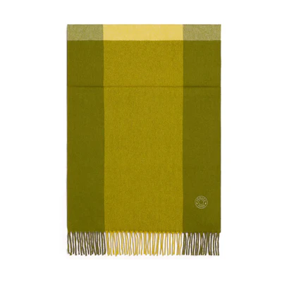 HERMES Green Tassel Logo Scarf in Wool. H393834T-04