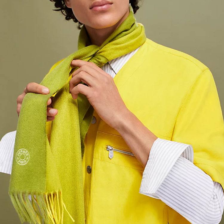 HERMES  Green Tassel Logo Scarf in Wool. H393834T-04 圖 3