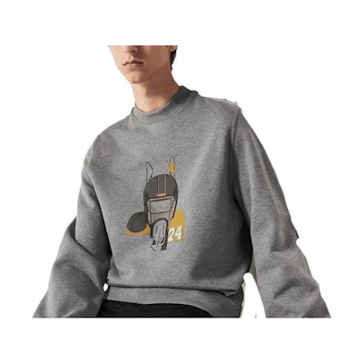 HERMES Grey Alphabet Print Crewneck Long-Sleeve Sweater H367820HA76ME