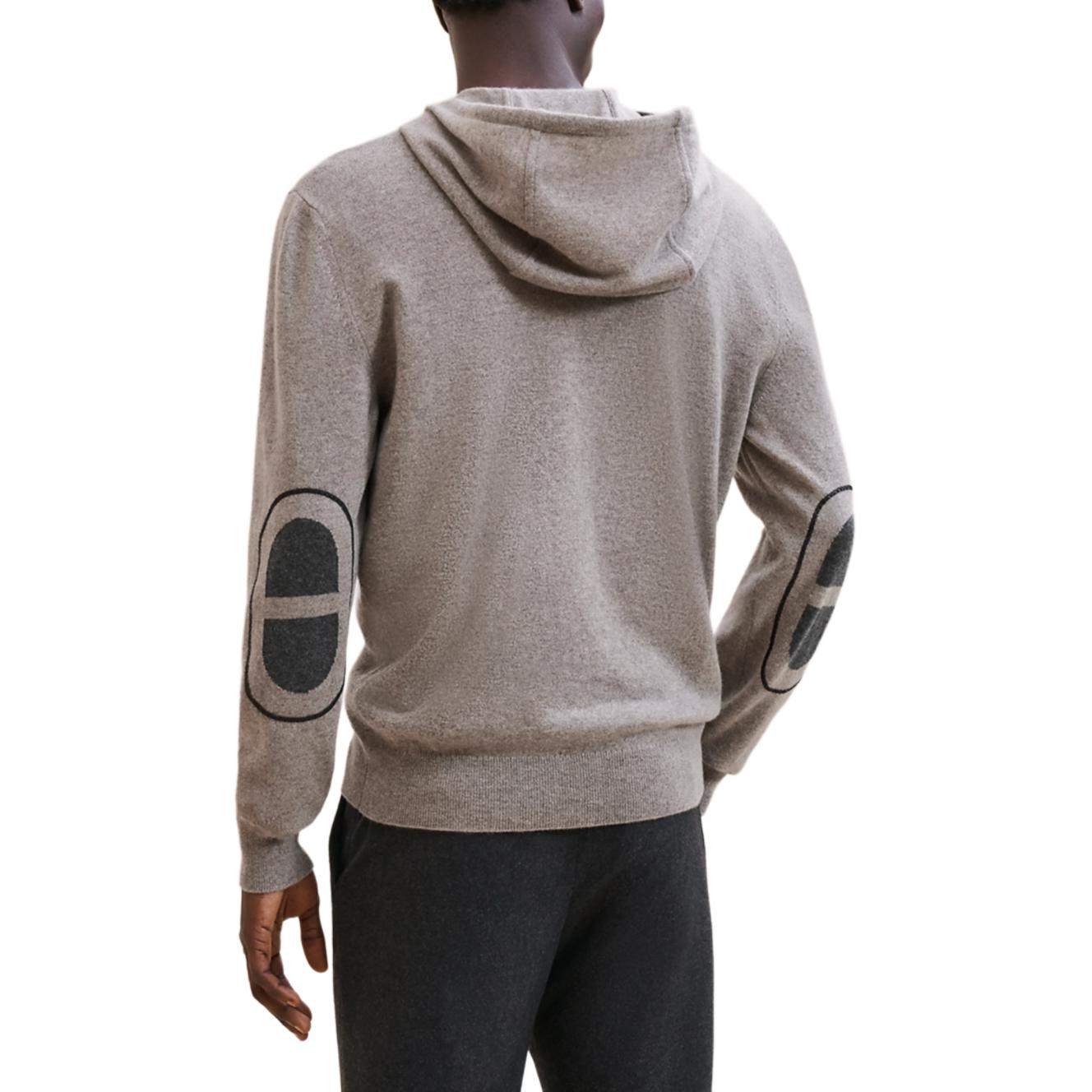 Lookbook HERMES Hoodie Kelabu Cashmere dengan Cetakan Campur & Zipper. H467140HA2I