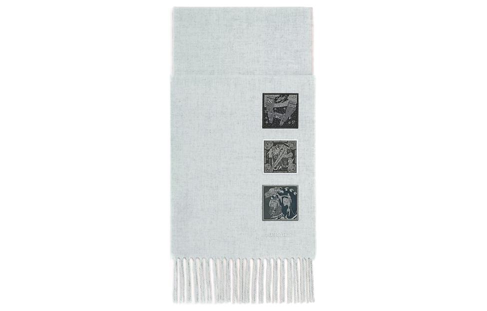 HERMES  Grey Cashmere Knit Scarf with Logo Design. H394801Tv02 圖 2