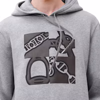 Shop HERMES 灰色連帽衫,羅紋袖口搭配印花設計 H467820HA76