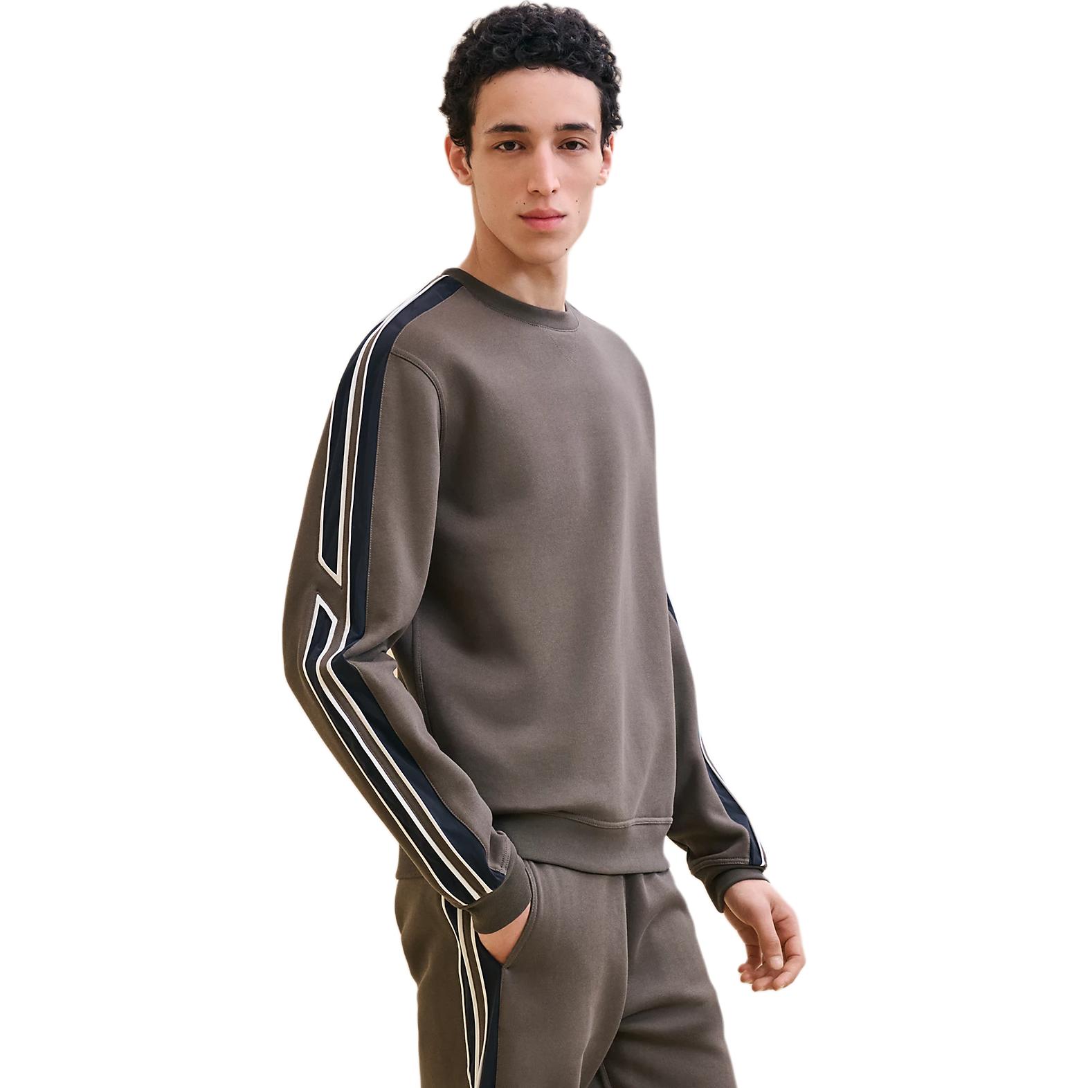 Order エルメス グレー プルオーバー クルーネック 長袖 スウェットシャツ H467770HA0I