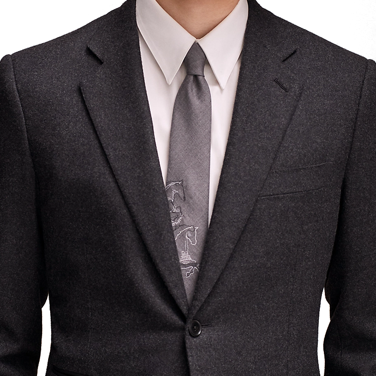 HERMES  Grey Silk Tie with Embroidered Details. H154028T02 圖 3