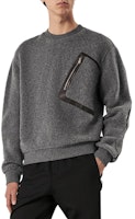 HERMES Grey Zip-Up Knit Sweater Crewneck Long Sleeve Solid Color H367715HA76 HERMES Grey Zip-Up Knit Sweater Crewneck Long Sleeve Solid Color H367715HA76