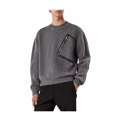 HERMES Grey Zip-Up Knit Sweater Crewneck Long Sleeve Solid Color H367715HA76