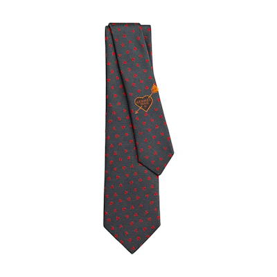 HERMES Heart-Pattern Brown Tie H339317T 04