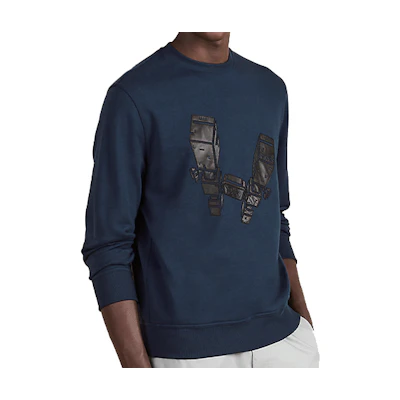 Hermes "Hermes Odyssee" Crewneck Pullover Sweatshirt Men Indigo Blue H037545HA60