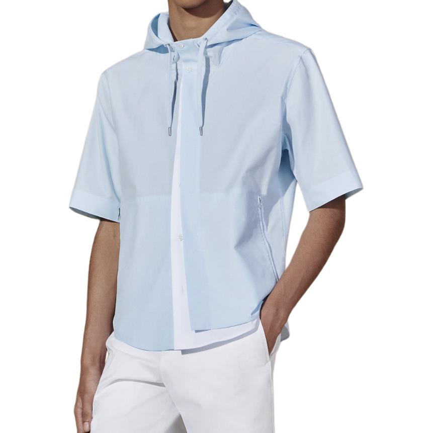 HERMES  Ice Color Solid Hoodie Relaxed Fit Short Sleeve Jacket H456140H25L