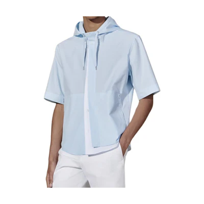 HERMES Ice Color Solid Hoodie Relaxed Fit Short Sleeve Jacket H456140H25L