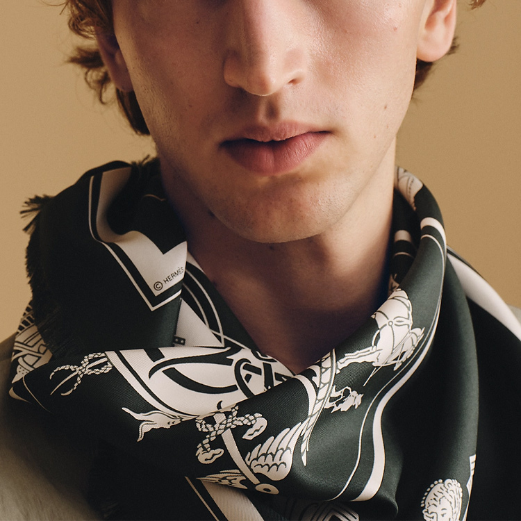 HERMES  Iconic Ex-Libris Design Green Silk Scarf. H271063T 74 圖 4