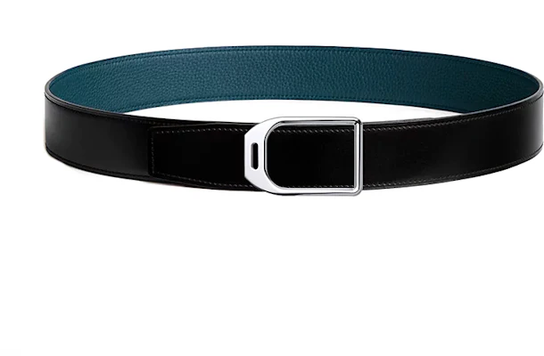 HERMES Sabuk Kulit Hitam/Biru Gesper Jockey Stirrup 3.8CM Lebar H010638UK05-H077971CAAE105 Order HERMES Sabuk Kulit Hitam/Biru Gesper Jockey Stirrup 3.8CM Lebar H010638UK05-H077971CAAE105