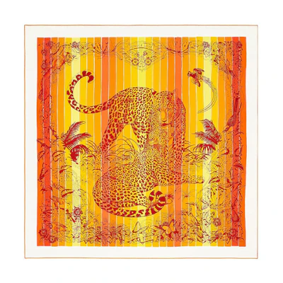 HERMES 'Jungle Love' 90cm Silk Scarf Orange. H003369S-08