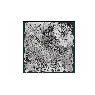 HERMES "Lazy Leopard" 90cm Scarf Grey H003779S-07