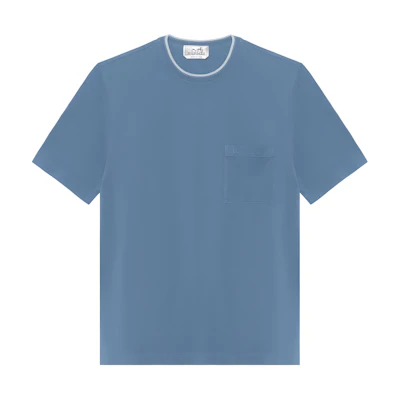 HERMES Light Gray Blue Solid Crew Neck Short Sleeve T-Shirt. H457980HA5G
