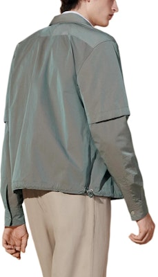 HERMES Light Gray Solid Zip-Up Long Sleeve Shirt-Collar Jacket H452620HI5M Shop HERMES Light Gray Solid Zip-Up Long Sleeve Shirt-Collar Jacket H452620HI5M