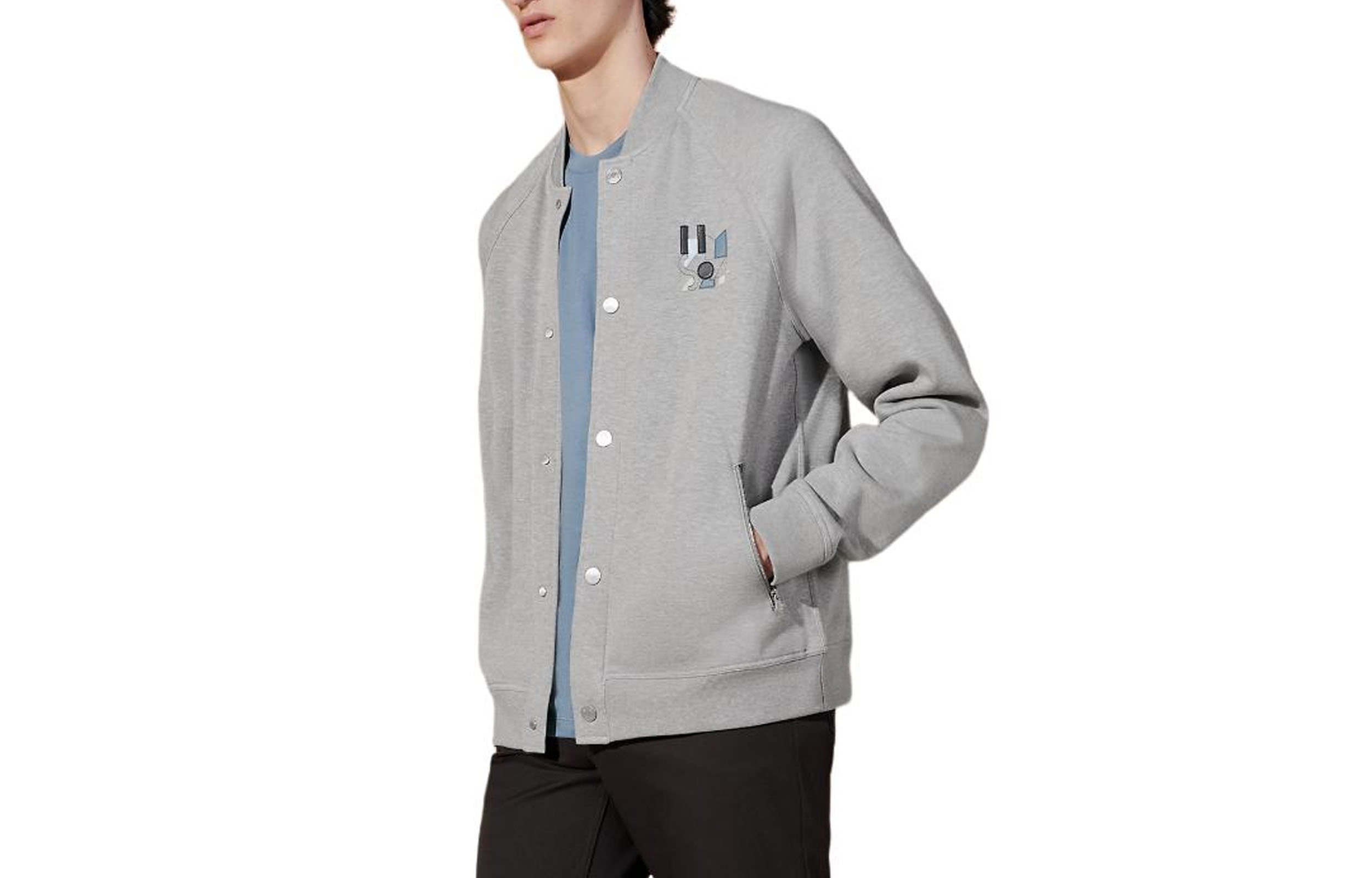 HERMES  Logo Letter Patch Single-Breasted Jacket Light Grey H457810HA1O